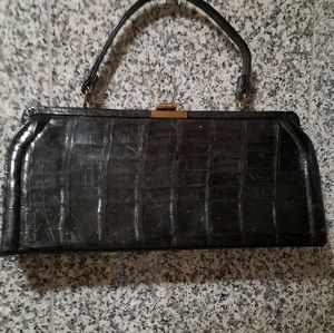 1940's black top handle purse